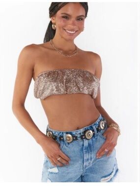 Show Me Your Mumu Sequined Bandeau Top - Rose Gold Sparkle